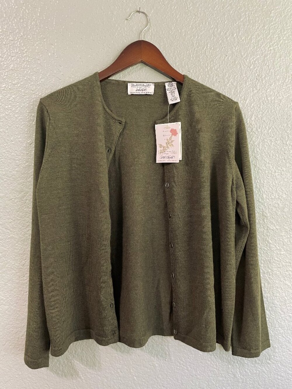 Lord & Taylor Merino Wool Cardigan Sweater Petite Medium Fern Green